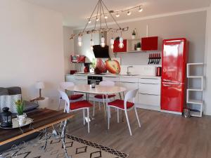 Kuchyň nebo kuchyňský kout v ubytování Ferienwohnung Strandräuber