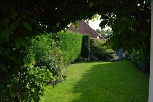 a garden with green grass and a hedge at Chez Jeanne et Vittorio in Lambersart