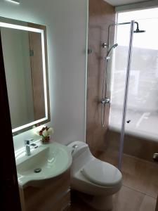 Et badeværelse på Foresta Boutique Apartments