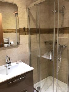 a bathroom with a shower and a sink at Résidence Porto Marine in Porto Ota +12 photos