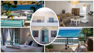 un collage di foto di una casa con l'oceano di VILLA AKTI a Mochlos