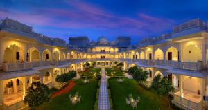an aerial view of the courtyard of a building at Anuraga Palace in Sawāi Mādhopur