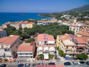 an aerial view of a town next to the water at Delfino in Marina di Camerota