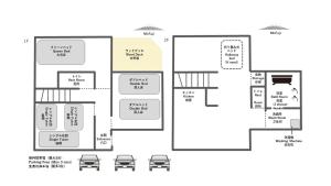 a floor plan of a building with diagrams at Erable Mt.Fuji "Kaze" in Fujikawaguchiko