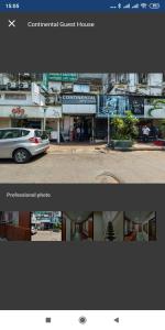 a collage of two pictures of a car parked in front of a building at Continental Guest House in Kolkata