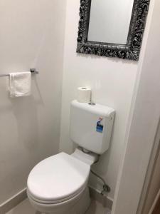 a bathroom with a white toilet and a mirror at Melbourne short stay- Burwood Deakin Uni墨尔本民宿-迪肯大学Burwood in Burwood