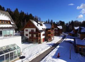 an aerial view of a town in the snow at Antela appartments for up to 5 person on Mariborsko Pohorje in Pohorje