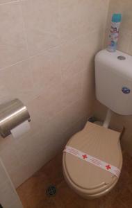 a bathroom with a toilet with a toilet paper dispenser at The Tinkov house in Lovech in Lovech