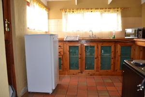 
a kitchen with a refrigerator, stove, sink and cabinets at Over The Mountain Guest Farm in George
