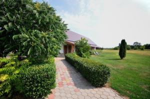 a walkway leading to a house with a garden at Gergely Tanya in Garabonc