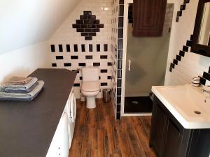 a bathroom with a toilet and a sink at Gite de Beg Menez Le 14 - Gite à la Forêt Fouesnant in La Forêt-Fouesnant +16 photos