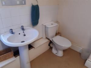 a bathroom with a toilet and a sink at The Rampant Horse Public House in Fakenham