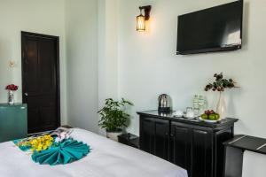 TV a/nebo společenská místnost v ubytování The Sunriver Boutique Hotel Hue