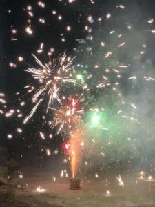 a bunch of fireworks exploding in the night sky at 桐庐舍予民宿 Tonglu Sheyu Country House in Tonglu