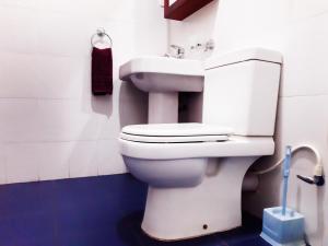 Villa Bentota River View في ألوثغاما: حمام به مرحاض أبيض ومغسلة