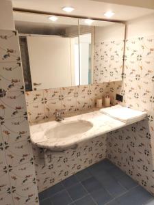 uma casa de banho com um lavatório e um espelho em Casa Daniele em Gênova