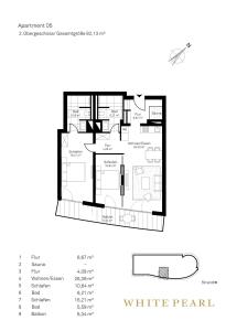 Půdorys ubytování White Pearl Apartment 2.05