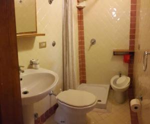 een kleine badkamer met een toilet en een wastafel bij Petit Chalet in Cava deʼ Tirreni