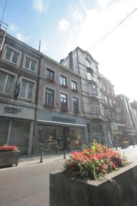 een gebouw aan de kant van een straat met bloemen bij Amosa Liège City Centre Apart Regence 17 in Luik
