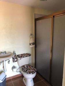 uma casa de banho com um WC e um lavatório em Posada Quinta Alejandra em Bernal