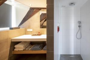 a bathroom with a sink and a shower at Saenliefde in Wormer +58 photos