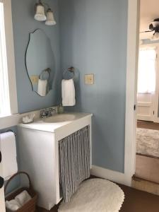 ein Bad mit einem Waschbecken und einem Spiegel in der Unterkunft Riverboat Bed & Breakfast in Natchez