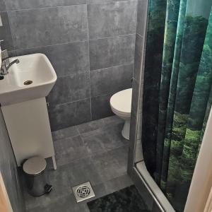 Koupelna v ubytování Aranypart Apartmanházak Tiszakécske
