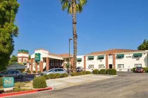 a hotel with a palm tree and a parking lot at Quality Inn & Suites Walnut - City of Industry in Walnut