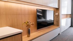 A television and/or entertainment centre at Apartment Luna Hrebienok C111