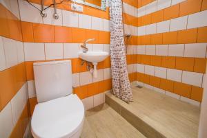 uma casa de banho com um WC e um lavatório em Smart apartments in the city center -5 min to the Opera House em Lviv