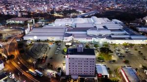 an overhead view of a city at night at ibis Montes Claros Shopping in Montes Claros