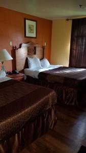 a hotel room with two beds and a lamp at Lotus by Hotel Inn in Ontario