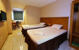 達古潘的住宿－瓦勒斯塔賓館，酒店客房设有两张床和电视。