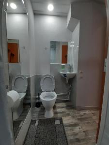 a bathroom with a white toilet and a sink at Joniskera in Tbilisi City