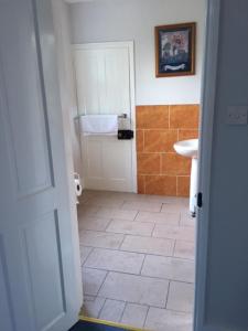 a bathroom with a white toilet and a sink at The Old Alma Inn Ltd in Chilham