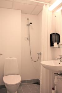 a bathroom with a toilet and a sink at Hotel Nuka in Ilulissat +27 photos