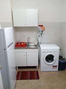 a small kitchen with a sink and a washing machine at B&Bari in Bari