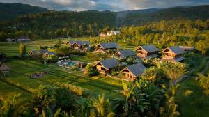 una vista aerea di un resort in montagna di Sanak Retreat Bali a Munduk