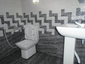 a bathroom with a toilet and a sink at El Shaddai in Mannar