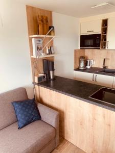 A kitchen or kitchenette at REnthouse - Ferienhaus am Weinberg