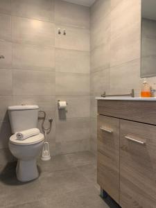 La salle de bains est pourvue de toilettes et d'un lavabo. dans l'établissement Zerka Centro, à Valence