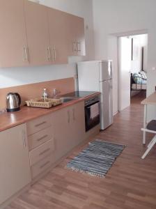 a kitchen with a sink and a refrigerator at Apartment Alser in Vienna