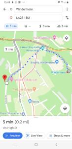 een screenshot van een google map met een kaart van een straat bij Lyndale Family Apt Winter Deals offered on 3 nts or more in Windermere