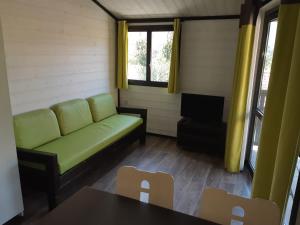 salon z kanapą i telewizorem w obiekcie Résidence Lagrange Vacances - Les Cottages Varois w mieście Solliès-Toucas