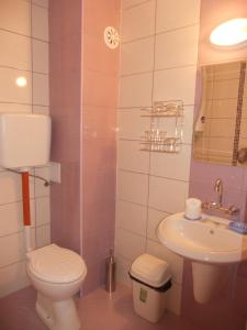 a bathroom with a toilet and a sink at "Ахтополис"- всяка стая с безплатно парко място in Ahtopol