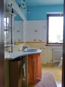 a bathroom with a sink and a window at Casa Vacanze Principesca in Pescantina