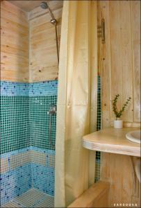 bagno con doccia e lavandino di Vitals On the Mountain in Katzir a Katzir 