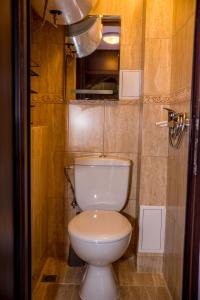 a bathroom with a white toilet in a room at EUROPE GUEST HOUSE § КЪЩА ЗА ГОСТИ ЕВРОПА in Veliko Tŭrnovo