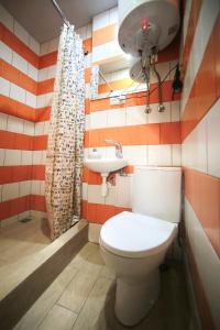 een badkamer met een toilet en een wastafel bij Міні-Smart економ квартира в центрі для пари-3 хв до Оперного Театру in Lviv