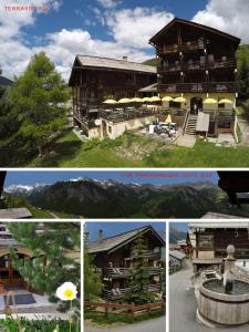 a collage of four pictures of a building at Le Grand Tetras in Saint-Véran